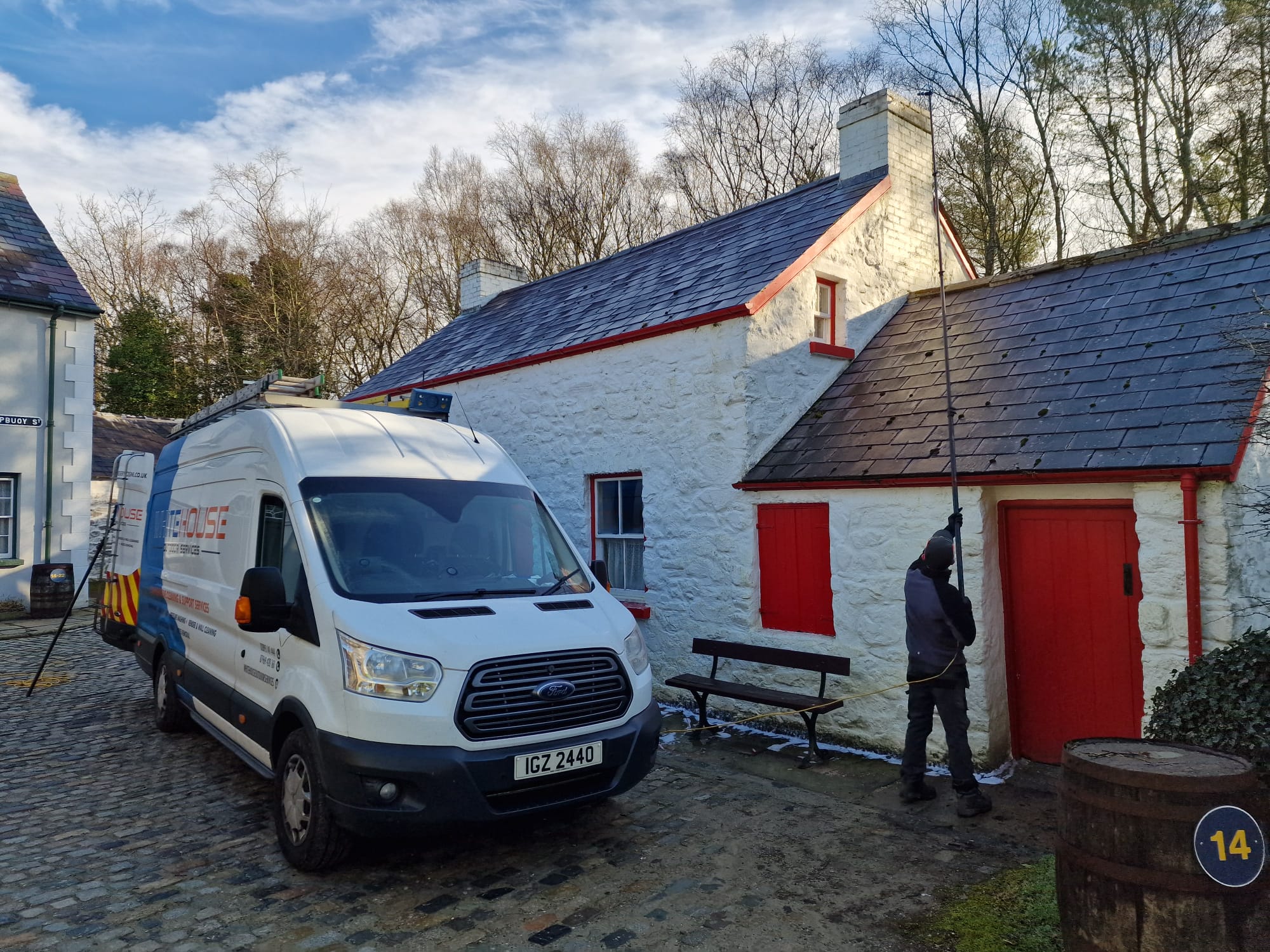 Whitehouse Outdoor Services branded van with professional cleaning equipment
